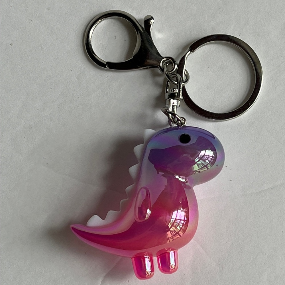 Pink Purple Dinosaur Keychain Toy Bag Charm - Picture 2 of 8